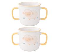 YöL Set of 2 Yellow Sheep & Sunflower Children's First Mug - Double Handle Drinks Cup Easy Grip Kids Toddler Milk Juice Water - Animal Farm Themed 200ml Capacity