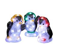 YöL Set of 3 Acrylic Penguin Christmas Decorations - 15cm Light Up Festive Figures with 30 Ice White LEDs and 5m Lead Wire - Indoor & Outdoor Waterproof LED Penguin Ornaments for Holiday Displays