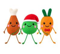 YöL Set of 3 Christmas Cat Toys Catnip Crinkle Effect Turkey Sprout Carrot | Ideal for kittens and made from soft materials, the dangling string encourages stimulating and interactive play