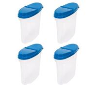 YöL Set of 4 Dry Food Storage Containers 4.8L PP Plastic with Flip Top Lid Blue Stackable Kitchen Canisters for Rice Cereal Pasta Flour Sugar Dishwasher Safe Top Rack