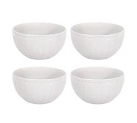 YöL Set of 4 Fluted Stoneware Bowls - Indoor Outdoor Summer Dining, Breakfast Lunch Dinner, Food Cereal Soup Snack Dessert, Microwave Safe, Dishwasher Safe