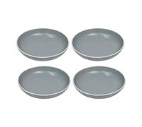 YöL Set of 4 Large Pasta Bowl Dishes Dessert Noodles Soup Plate Stoneware Grey Tableware