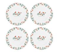 YöL Set of 4 Side Plates Festive Christmas Red Robin Holly Porcelain 7.5" | Featuring lovely winter-themed motifs, this tableware set is the ideal finishing touch to the dinner table