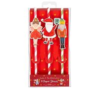 YöL Set Of 54 Santa Claus Paper Straws Disposable Xmas Dinner Lunch Party Tableware Festive