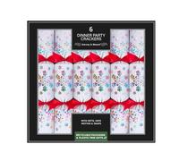 YöL Set Of 6 Colourful Rainbow Christmas Crackers Winter Snowflakes Festive Table Holographic Red Ribbon