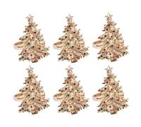YöL Set Of 6 Deluxe Gem Christmas Tree Napkin Rings Xmas Dinner Table Decoration Ring Buckle Festive Setting Serviette Holder