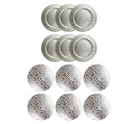 YöL Set of 6 Placemats And 6 Embossed Charger Plates - Christmas Table Décor Silver Round Festive Xmas Re-usable