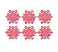 YöL Set Of 6 Red Snowflake Placemats PVC Christmas Table Surface Protector Round Wedding Dinner Party Table Decor Re-usable Xmas Worktop Saver