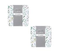 YöL Set of 8 Eucalyptus Drinks Coasters Tea Coffee Table Protection Cork Backing Surface Protectors Non-Slip
