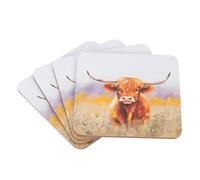 YöL Set of 8 Highland Cow Drinks Coasters Tea Coffee Table Protection Cork Backing Surface Protectors Non-Slip