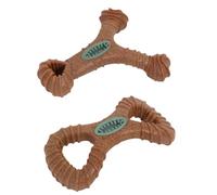 YöL Single Novelty Shaped Pet Chew Toy - Dog Puppy Teething Dental Gum Tooth Health Durable Strong Bamboo Rubber - Wishbone Figure of 8 Random Design - Stimulating Play