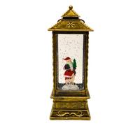 YöL SnowTime 29cm Water Lantern with Revolving Santa Scene - Indoor Christmas Decoration Featuring Glitter Effect, Warm LED Light, Timer Function and Dual Power Option - Festive Holiday Ornament