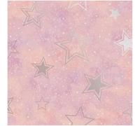 YöL Stardust Pink Silver Wallpaper - Washable Paste The Paper - 10.05m x 53cm Roll - Contemporary Versatile Modern - Kids Room Bedroom Nursery Playroom Stars - Feature Statement Wall