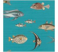 YöL Teal Pond Turquoise Fish Life Wallpaper - Washable Paste The Wall Non Woven - 10.05m x 53cm Roll - Feature Statement Wall - Contemporary Sophisticated Dining Room Bedroom Living Room