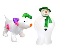 YöL The Snowman The Snowdog Inflatable Figure Set Air Blown LED Garden Decoration Large