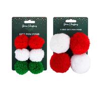 YöL Topper Pompoms in Red, White, and Green - Two Sizes - Festive Gift Wrap Decoration - Soft and Reusable Holiday Accessory