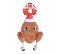 YöL Trevor Turkey Squeaky Plush Christmas Dog Toy - 30cm Festive Brown Design - Soft Polyester with Internal Squeaker Crinkle Effect Rope Legs - Durable Chew, Tug Of War & Fetch