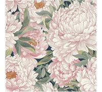 YöL Vinyl Blousy Blooms Pink Textured Wallpaper Large Floral Peony Design Blush Pink Navy Botanical Feature Wall Bedroom Living Room Hallway Paste The Wall Scrubbable Strippable