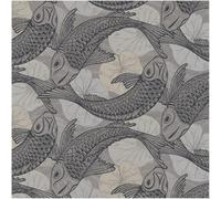 YöL Vinyl Wallpaper Koi Fish Pond Grey Beige Metallic Modern Japanese Style Feature Wall Living Room Bedroom Hallway Textured Non Woven Wall Covering Home Decor