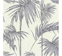 YöL Vinyl Wallpaper Tropical Palm Leaf Cream Silver Metallic Textured Modern Statement Feature Wall Living Room Bedroom Hallway Non Woven Wall Covering Home Decor