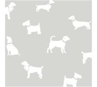 YöL White Grey Dog Silhouette Wallpaper Pattern Mica Effect Contemporary Feature Wall Bedroom Living Room Hallway Paste The Wall Paper Animal Design Wall Covering Home Decor Smooth