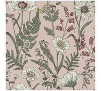 YöL Wild Meadow Blush Pink Wildflower Botanical Wallpaper Floral Leaf Pattern Nature Inspired Feature Wall Covering for Living Room Bedroom Hallway Vintage Botanical Flower Design Decor