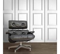 YöL Wood Panel Effect Wallpaper White Grey Classic Traditional 53cm Sample | 53cm x 53cm swatch piece, ideal for a contemporary feature wall in a bedroom, dining room or living room, 53cm straight match