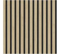 YöL Wood Slat Wallpaper Acoustic Wood Panel Effect Natural Oak & Black Vertical Design Modern Textured Look Feature Wall Paste The Wall Home Decor for Living Room Bedroom Office