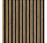 YöL Wood Slat Wallpaper Acoustic Wood Panel Effect Warm Walnut & Black Vertical Design Modern Textured Look Feature Wall Paste The Wall Home Decor for Living Room Bedroom Office
