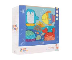 YöL Wooden Chunky Puzzle Board for Toddlers - Sea Life Jigsaw Set Early Learning Toy for Shape Recognition, Fine Motor Skills & Hand Eye Coordination - Safe Wooden Toy for Ages 12 Months+