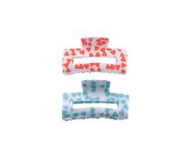YOEMAYUNER 3.15inch Hair Clips Lovely Hair Claw Clips Rectangle Medium Hair Clamps for Thick Curly Long Hair Valentines Day Gift Hair Accessories for Women Girls (2PC 2Colors A)