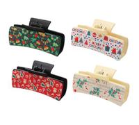 YOEMAYUNER Christmas Hair Claw Clips for Women Xmas Hair Accessories Cute Hair Clips Traditional Hairgrips Matte Leather Hairpins Classic Hair Barrettes for Thick Long Hair(4PCs 4Colors)