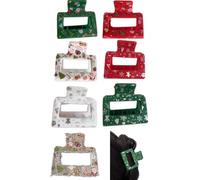 YOEMAYUNER Christmas Hair Clips Non Slip Rectangle Hair Clips Xmas Hair Claws for Women Girls Strong Hold Hair Jaw Clips Christmas Hair Accessories Gift (7PCs Square, A)