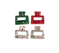 YOEMAYUNER Christmas Hair Clips Non Slip Rectangle Hair Clips Xmas Hair Claws for Women Girls Strong Hold Hair Jaw Clips Christmas Hair Accessories Gift (4PCs Square, A)