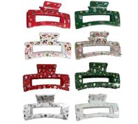 YOEMAYUNER Christmas Hair Clips Non Slip Rectangle Hair Clips Xmas Hair Claws for Women Girls Strong Hold Hair Jaw Clips Christmas Hair Accessories Gift(8PCs Rectangle, A)