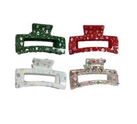 YOEMAYUNER Christmas Hair Clips Non Slip Rectangle Hair Clips Xmas Hair Claws for Women Girls Strong Hold Hair Jaw Clips Christmas Hair Accessories Gift (4PCs Rectangle, A)