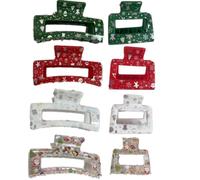YOEMAYUNER Christmas Hair Clips Non Slip Rectangle Hair Clips Xmas Hair Claws for Women Girls Strong Hold Hair Jaw Clips Christmas Hair Accessories Gift(8PCs 2Styles A)