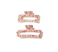 YOEMAYUNER Floral Hair Clips Variety Flower Print Hair Claw for Women Girls,Large Hair Claw Clips for Thick Hair,Strong hold Nonslip Hairclips Rectangular Colorful Hair Accessories (2PCs 2Sizes, A)