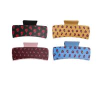 YOEMAYUNER Large Hair Claw Clips Matte Leather Non Slip Hair Clips Strong Hold Jaw Clips Floral Square Claw Clips Mothers Day Hair Accessories for Thick Hair (4Pack B)