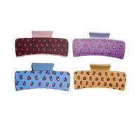 YOEMAYUNER Large Hair Claw Clips Matte Leather Non Slip Hair Clips Strong Hold Jaw Clips Floral Square Claw Clips Mothers Day Hair Accessories for Thick Hair (4Pack A)
