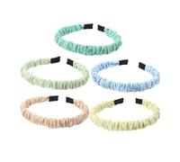 YOEMAYUNER Ruched Headbands Colorful Headbands for Women Solid Color Hair Hoop Fashion Headwear Black Hair Accessories, (5PCs 5Colors)