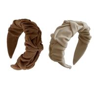 YOEMAYUNER Ruched Headbands Retro Headbands for Women Solid Color Hair Hoop Fashion Hard Headwear Black Hair Accessories, (2PCs 2Colors B)