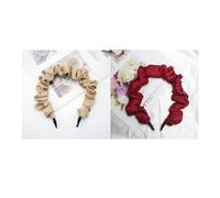 YOEMAYUNER Satin Headband for Women Ruched Headband Antislip Pleated Hair Hoop Fashion Retro Fashion Hair Hoop Accessories, (2PCs B)
