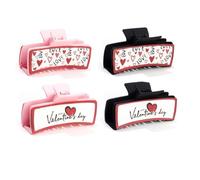 YOEMAYUNER Valentines Day Hair Claw Clips for Women Cute Hair Accessories Strong Hold Hair Clips Traditional Hairgrips Matte Leather Hairpins Classic Hair Barrettes (4PCs)
