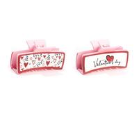 YOEMAYUNER Valentines Day Hair Claw Clips for Women Cute Hair Accessories Strong Hold Hair Clips Traditional Hairgrips Matte Leather Hairpins Classic Hair Barrettes (2PCs 2Patterns A)