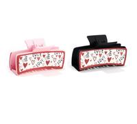YOEMAYUNER Valentines Day Hair Claw Clips for Women Cute Hair Accessories Strong Hold Hair Clips Traditional Hairgrips Matte Leather Hairpins Classic Hair Barrettes (2PCs 2Colors B)