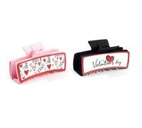YOEMAYUNER Valentines Day Hair Claw Clips for Women Cute Hair Accessories Strong Hold Hair Clips Traditional Hairgrips Matte Leather Hairpins Classic Hair Barrettes (2PCs 2Patterns B)