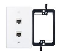 YOEMELY RJ45 Wall Plate 2 Port, Cat7 Keystone Jack Wall Plate White, Metal Shielded Cat 7 Coupler, female to female, with 1-Gang Low Voltage Mounting Bracket for in Wall cables Wiring