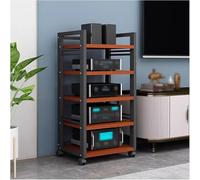Yoeoefuo HiFi Rack Plate 4/5 Level AV Media Stand With Wheels - Audio Rack Multimedia Open Storage Shelf for Home Office Cinema (Style 2.5 Tier)