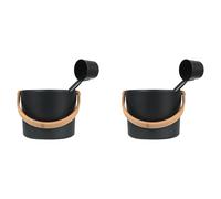 Yoeruers 2X Finnish Sauna Aluminum Bucket, Long-Handled Spoon Set, Sauna Bucket, Bathroom, Sauna Steam Room Accessories